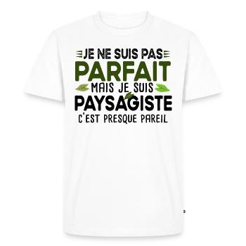 Paysagiste Élagueur Jardin Métier Arbuste Cadeau - T-shirt Premium bio Homme - blanc - Devant - Nico (187cm)
