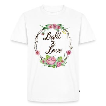 Aimer "la lumière et l'amour" design - T-shirt Premium bio Homme - blanc - Devant - Nico (187cm)