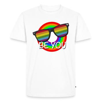 BE GAY PRIDE - T-shirt Premium bio Homme - blanc - Devant - Nico (187cm)