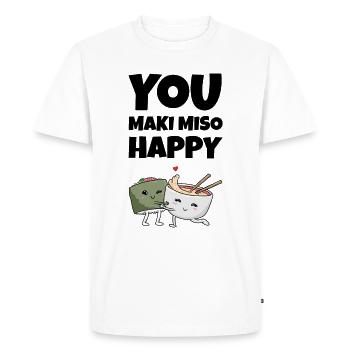You Maki Miso Happy - Sushi Love Sushi Friends - Men's Premium Organic T-Shirt - white - Front - Nico (187cm)