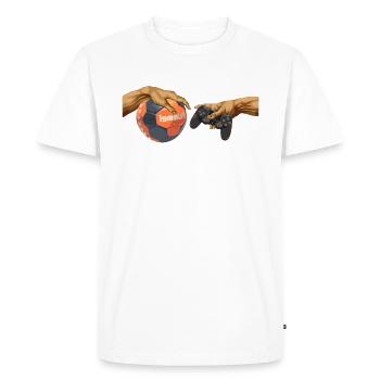 Handball Video Game Michelangelo Création d'Adam - T-shirt Premium bio Homme - blanc - Devant - Nico (187cm)