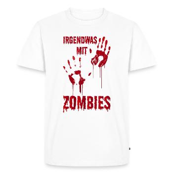zombie drôle effrayant disant cadeau d'halloween - T-shirt Premium bio Homme - blanc - Devant - Nico (187cm)