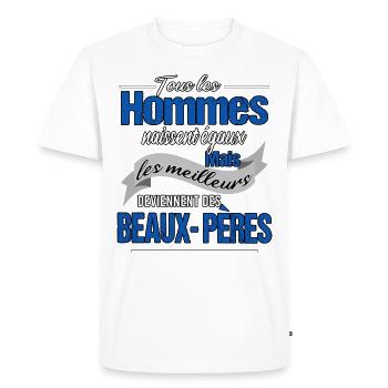 Beau père - beau-père - T-shirt Premium bio Homme - blanc - Devant - Nico (187cm)