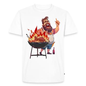 Funny grill master - Men's Premium Organic T-Shirt - white - Front - Nico (187cm)