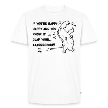 T REX CLAP MAIN - T-shirt Premium bio Homme - blanc - Devant - Nico (187cm)