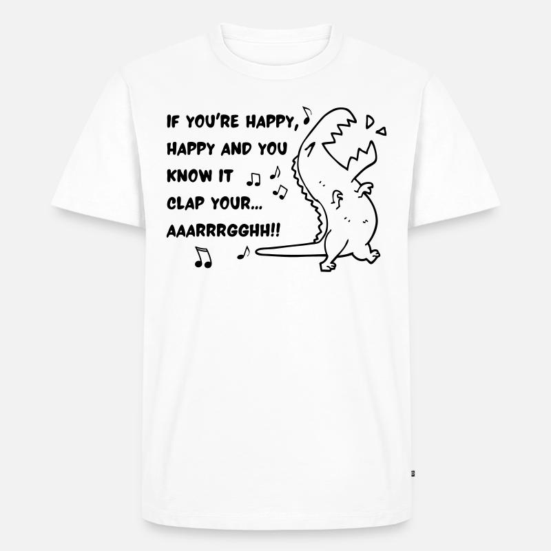 T REX KLATSCH HAND - Männer Premium Bio T-Shirt - Weiß