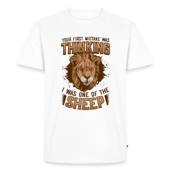Your mistake was to think I was a sheep. - Men's Premium Organic T-Shirt - white - Front - Nico (187cm)