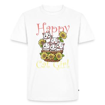 Chat chat heureux Chat Chaton - T-shirt Premium bio Homme - blanc - Devant - Nico (187cm)