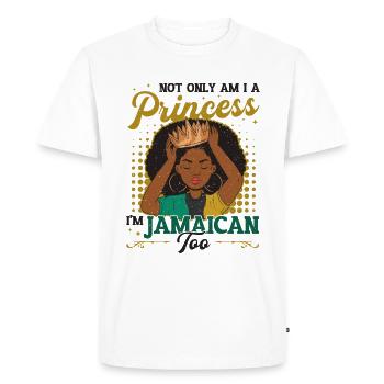Jamaican Princess, I am Jamaican. - Men's Premium Organic T-Shirt - white - Front - Nico (187cm)