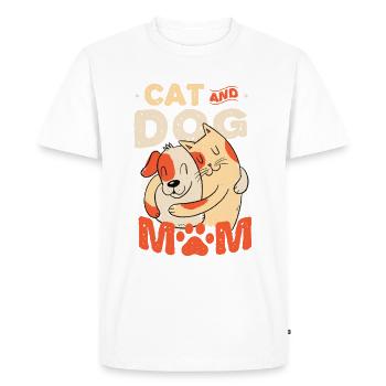 Mère de chat et de chien, animaux domestiques. - T-shirt Premium bio Homme - blanc - Devant - Nico (187cm)