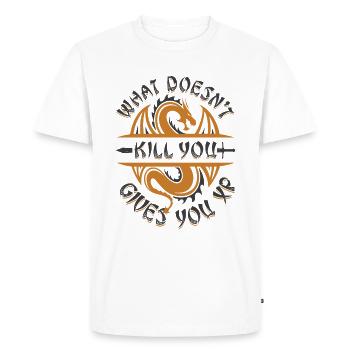 What doesn't kill you, XP gives you - Men's Premium Organic T-Shirt - white - Front - Nico (187cm)