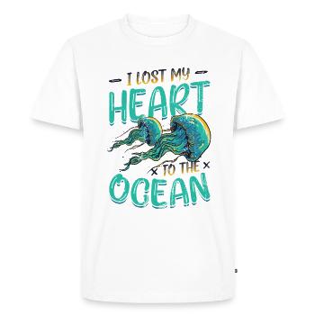 J’ai perdu mon cœur à cause des méduses de l’océan - T-shirt Premium bio Homme - blanc - Devant - Nico (187cm)
