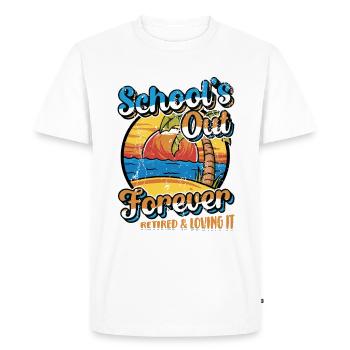 Schools Out Forever, enseignant à la retraite. - T-shirt Premium bio Homme - blanc - Devant - Nico (187cm)