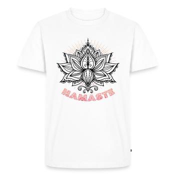 Yoga Meditation Lotus Flower Namaste Yoga - Men's Premium Organic T-Shirt - white - Front - Nico (187cm)
