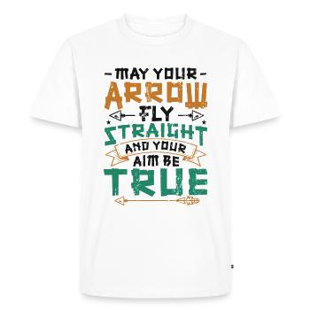 May your arrow fly straight to the finish. - Men's Premium Organic T-Shirt - white - Front - Nico (187cm)
