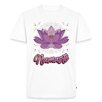 Yoga Meditation Lotus Flower Namaste - Men's Premium Organic T-Shirt - white - Front - Nico (187cm)