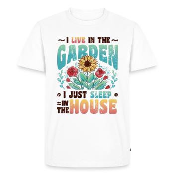 Je vis dans l’amoureux du jardin, le jardinage. - T-shirt Premium bio Homme - blanc - Devant - Nico (187cm)