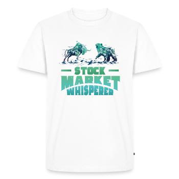 Boursier Whisperer Stock Trader Bull et Bear - T-shirt Premium bio Homme - blanc - Devant - Nico (187cm)
