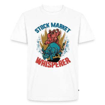Boursier Whisperer Stock Trader Bull et Bear - T-shirt Premium bio Homme - blanc - Devant - Nico (187cm)