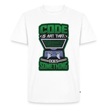 Code is an art that does something programming - Men's Premium Organic T-Shirt - white - Front - Nico (187cm)