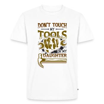 Ne touchez pas à mes outils - T-shirt Premium bio Homme - blanc - Devant - Nico (187cm)