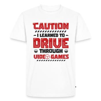 Be careful, I passed the driving test. - Men's Premium Organic T-Shirt - white - Front - Nico (187cm)
