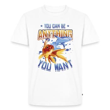 Goldfish Be A Shark, message de motivation. - T-shirt Premium bio Homme - blanc - Devant - Nico (187cm)