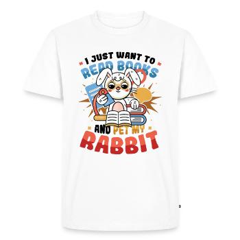 Lire des livres et caresser mon lapin. - T-shirt Premium bio Homme - blanc - Devant - Nico (187cm)