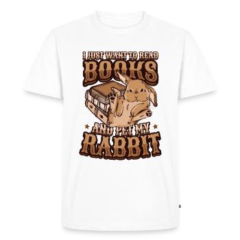 Lire des livres et caresser mon lapin. - T-shirt Premium bio Homme - blanc - Devant - Nico (187cm)