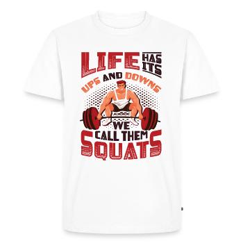 La vie a ses hauts et ses bas. - T-shirt Premium bio Homme - blanc - Devant - Nico (187cm)