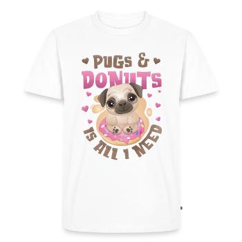 Pug Donut Lover Fille - T-shirt Premium bio Homme - blanc - Devant - Nico (187cm)