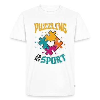 Puzzle is my sport puzzle lover - Men's Premium Organic T-Shirt - white - Front - Nico (187cm)