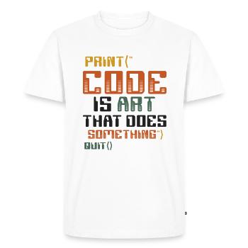 Code is an art that does something, programming - Men's Premium Organic T-Shirt - white - Front - Nico (187cm)