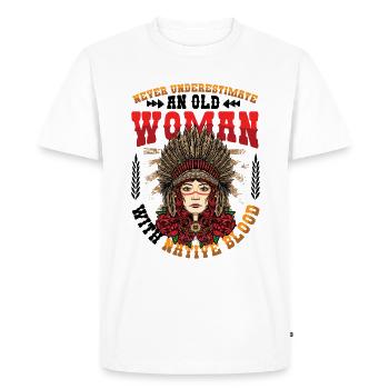 Old Women with Native Blood Indian Native - Men's Premium Organic T-Shirt - white - Front - Nico (187cm)
