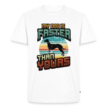 Mon chien est plus rapide que votre lévrier. - T-shirt Premium bio Homme - blanc - Devant - Nico (187cm)