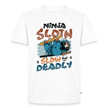 Ninja Sloth lent mais mortel - T-shirt Premium bio Homme - blanc - Devant - Nico (187cm)
