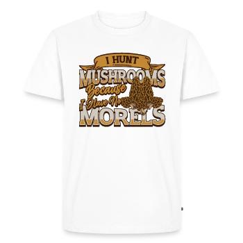 Je chasse les champignons parce que je n’ai pas de morilles - T-shirt Premium bio Homme - blanc - Devant - Nico (187cm)