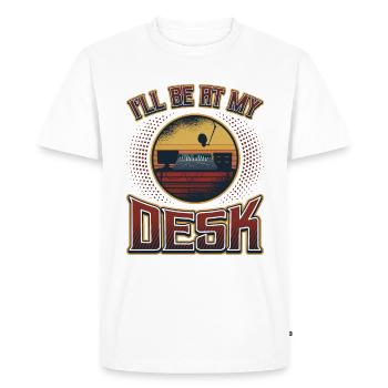 Je serai sur mon bureau Dj ingénieur du son - T-shirt Premium bio Homme - blanc - Devant - Nico (187cm)