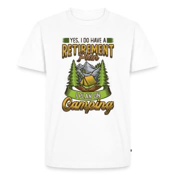 Retirement plan camping, retirement camper. - Men's Premium Organic T-Shirt - white - Front - Nico (187cm)