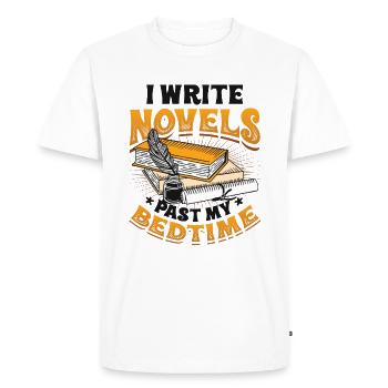 J’écris des romans quand je suis au lit Auteur - T-shirt Premium bio Homme - blanc - Devant - Nico (187cm)