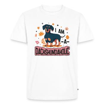 Je suis un teckel accro, teckel. - T-shirt Premium bio Homme - blanc - Devant - Nico (187cm)