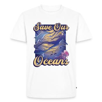 Save our oceans, scuba diving - Men's Premium Organic T-Shirt - white - Front - Nico (187cm)