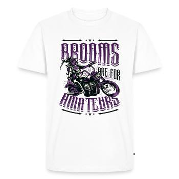 Brooms are for amateurs, Halloween witch motorcycle - Men's Premium Organic T-Shirt - white - Front - Nico (187cm)