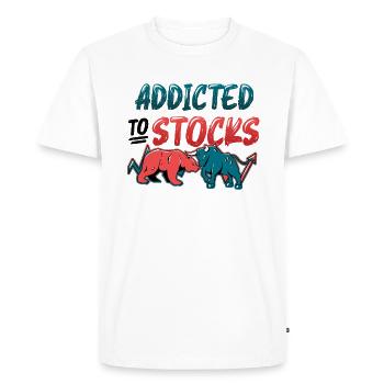 Accro aux actions, Bull Bear Stock Market - T-shirt Premium bio Homme - blanc - Devant - Nico (187cm)