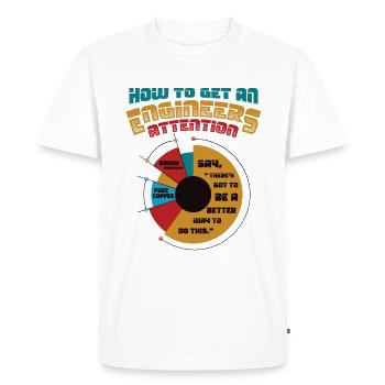 Engineers, Attention Better Way, Technology - Men's Premium Organic T-Shirt - white - Front - Nico (187cm)