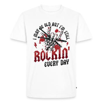 I may be old, but I'm still rocking - Men's Premium Organic T-Shirt - white - Front - Nico (187cm)