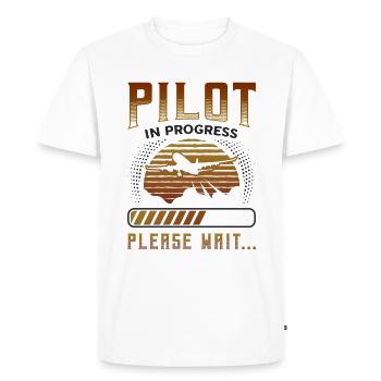 Pilot in progress, please wait, aircraft training - Men's Premium Organic T-Shirt - white - Front - Nico (187cm)