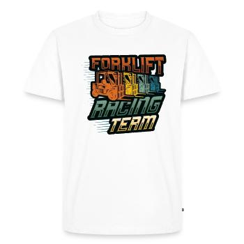 Forklift Racing Team, Funny Forklift Driver - Men's Premium Organic T-Shirt - white - Front - Nico (187cm)