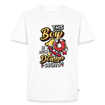 Ce garçon a maintenant 10 ans, deux chiffres - T-shirt Premium bio Homme - blanc - Devant - Nico (187cm)