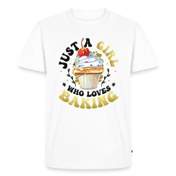 Only a girl who loves baking - Men's Premium Organic T-Shirt - white - Front - Nico (187cm)